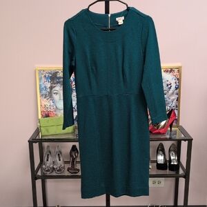 J. Crew Teal Long Sleeve Dress